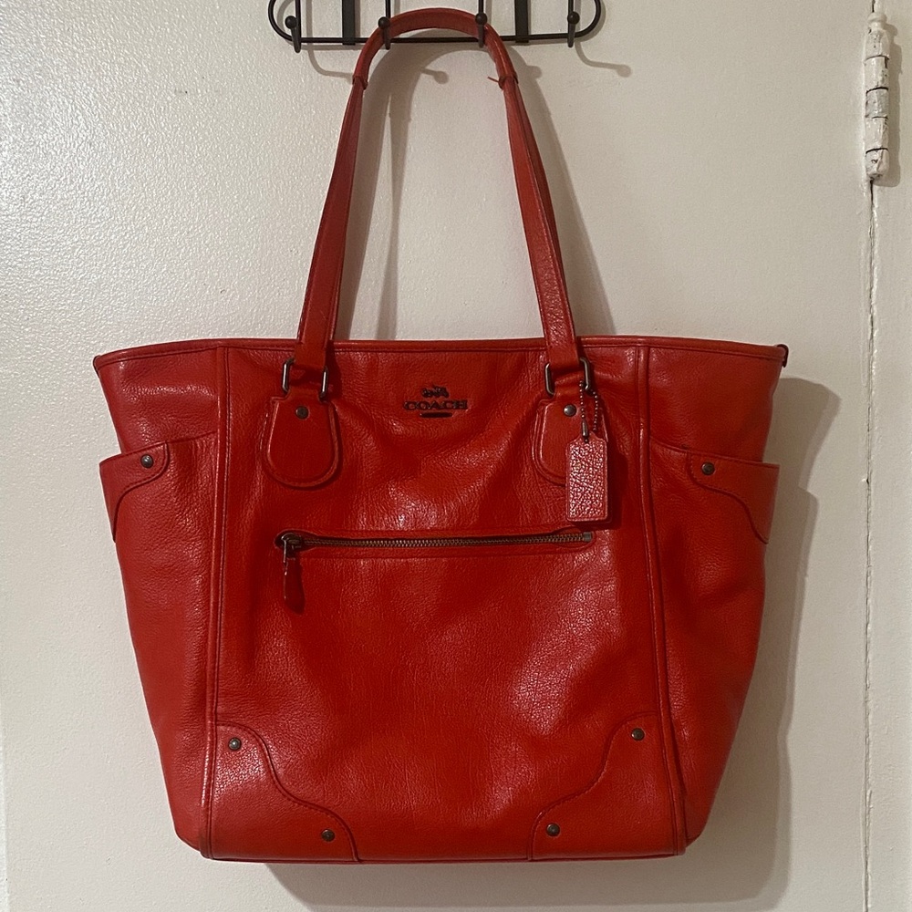 Coach Mickie Tote Red Grain Leather | Style F34039